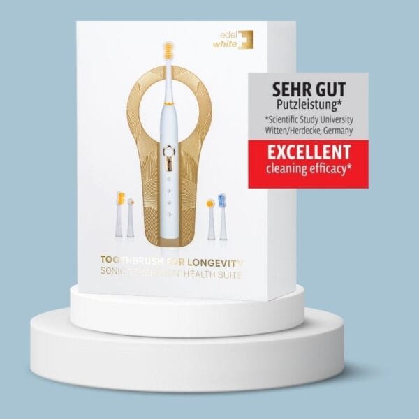 edel+white test winner Very good cleaning performance. Sonic Generation Health Suite - The Swiss army knife of oral care - recommended by leading dental professionals. Electric toothbrush, white / gold. 