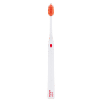 edel+white Soft Intensive Flosserbrush SWISS in PET box – Leicht, flexibel und mit soften, konischen Borsten. Abbildung Zahnbürste in weiss.