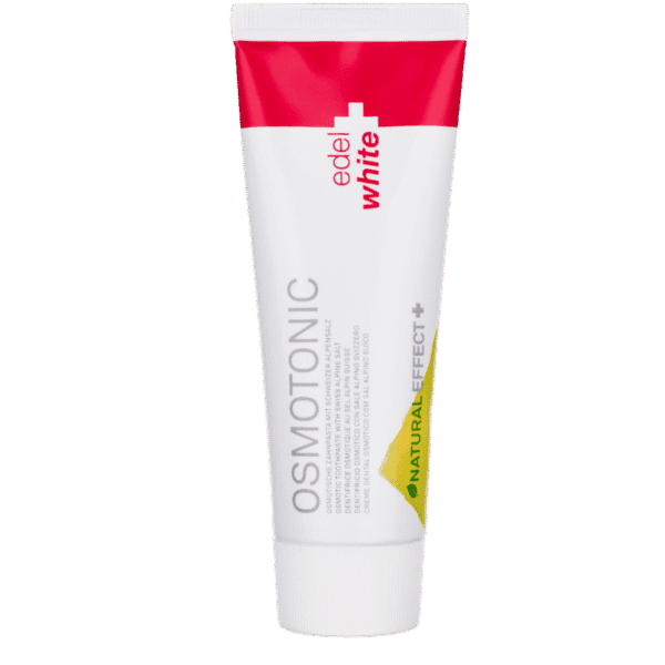 edel+white Osmotonic toothpaste 75ml - Dentifrice au sel sans fluor pour lutter contre la gingivite de manière naturelle. Tube de dentifrice fermé. 
