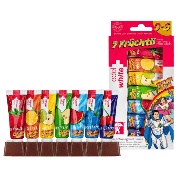 Edelwhite 7 Früchtli - Bionicmania Kinderzahnpasta