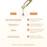 belif Super Drops Niacinamide & Vitamin C Brightening Serum 30ml – Infokrafik, with Ingredients and Helps with information.