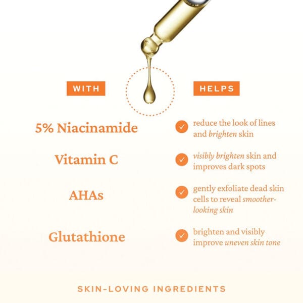 belif Super Drops Niacinamide & Vitamin C Brightening Serum 30ml – Infokrafik, with Ingredients and Helps with information.