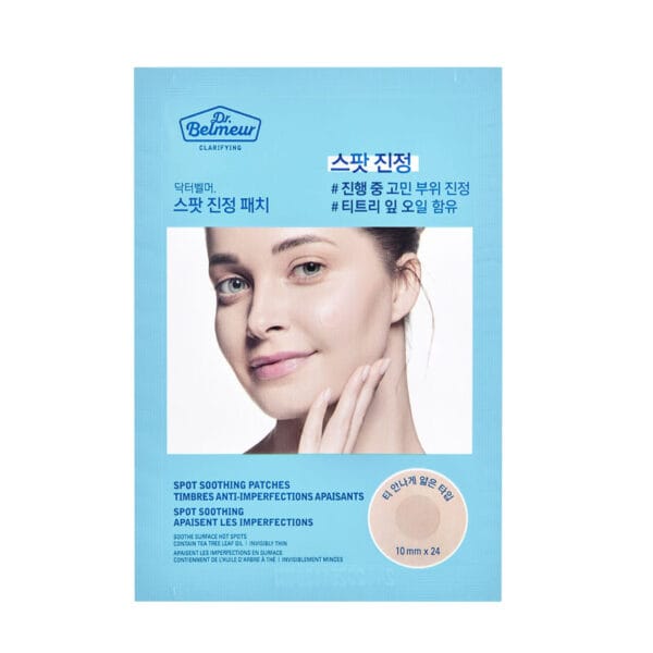 Dr. Belmeur Clarifying Cover Spot Patches – transparente Akne- und Pickelpflaster mit Teebaumöl, Salicylsäure und Fireweed-Extrakt. Abbildung Innere Verpackung.