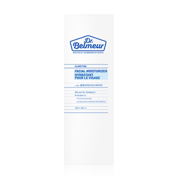 Dr. Belmeur Clarifying Facial Moisturizer 120ml - light moisturizer for acne-prone skin with niacinamide and panthenol. Picture packaging. 
