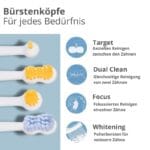 edel+white Generation Health Suite sonic toothbrush test winner Very good. Brush heads for whitening, interdental spaces, brushing two teeth at the same time. 