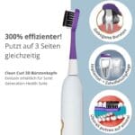 edel+white Sonic Generation Health Suite sonic toothbrush - The Swiss army knife of oral care - recommended by leading dental professionals. Brush head 3D Clean Curl, cleans the teeth from 3 sides simultaneously. Particularly suitable for people in need of care, nursing staff or people with disabilities. 