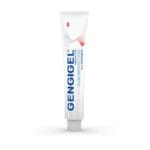 Gengigel dentifrice protecteur des gencives - avec acide hyaluronique, fluorure & lactoferine pour des gencives saines et des dents fortes. Illustration du dentifrice. 