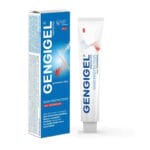 Gengigel dentifrice protecteur des gencives - avec acide hyaluronique, fluorure & lactoferine pour des gencives saines et des dents fortes. Image dentifrice avec emballage 