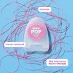 REACH POP Zahnseide Zimt – vegane, gewachste Zahnseide mit 384 Mikrofäden & nachhaltiger Verpackung, 50m. Abbildung durable & shred-resistant.