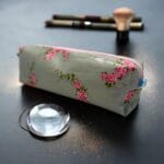 Cosmetic bag in sage green/pink handmade size 22x7x5cm view image picture